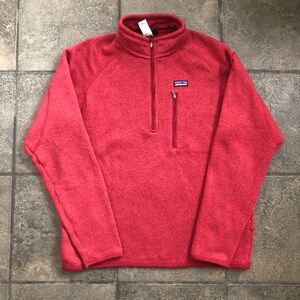 Patagonia Better Sweater Mens Medium Red 1/4 Quarter Zip Outdoors Hiking